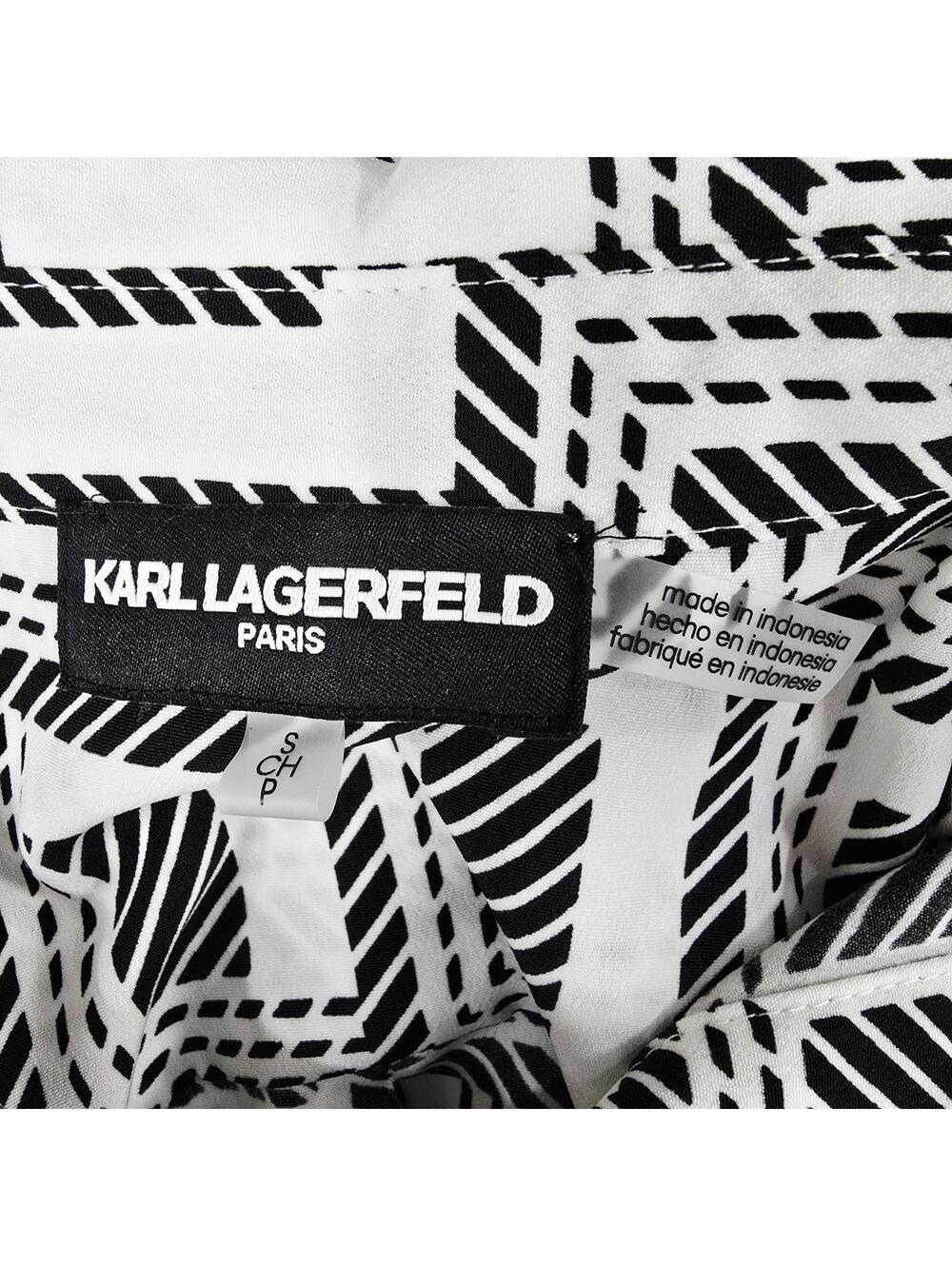 Karl Lagerfeld Paris Geo Print Top Contrast Cuff Women’s S Excellent Condition - Picture 7 of 9